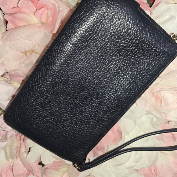 Coach Dark Blue Double Zip Wristlet Clutch Bag - Picture 3 of 5